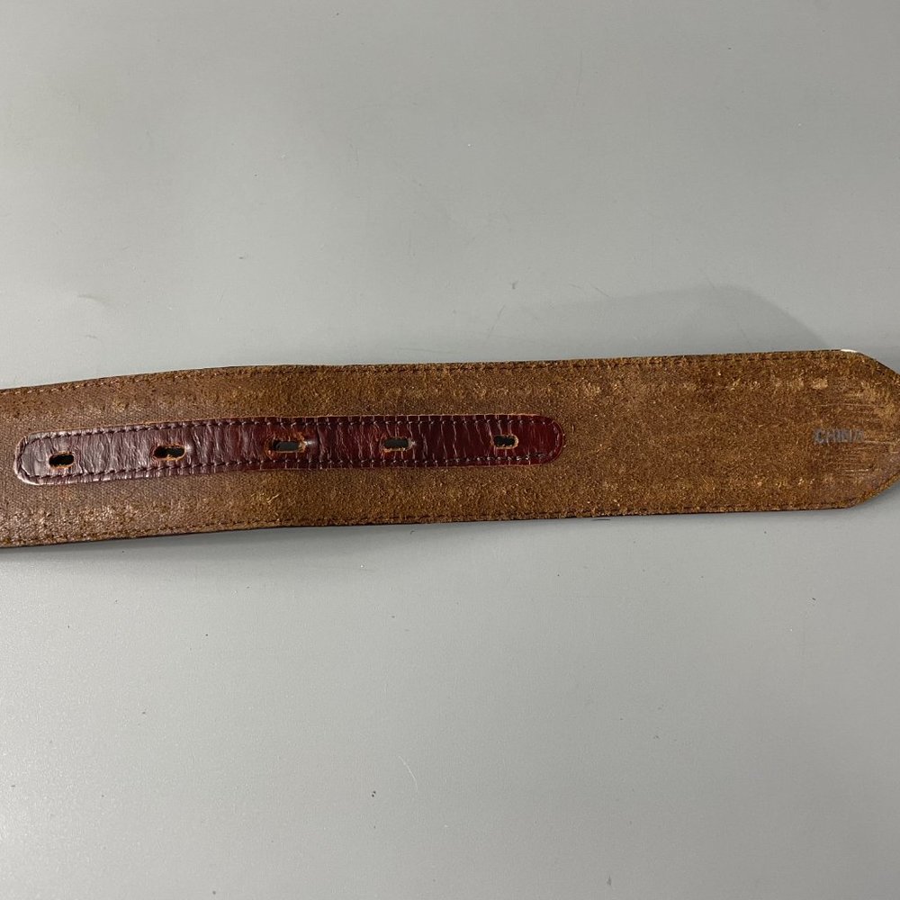 Tony Lama Brown Leather Silver-tone Studded Belt, Size 38 - Picture 7 of 13